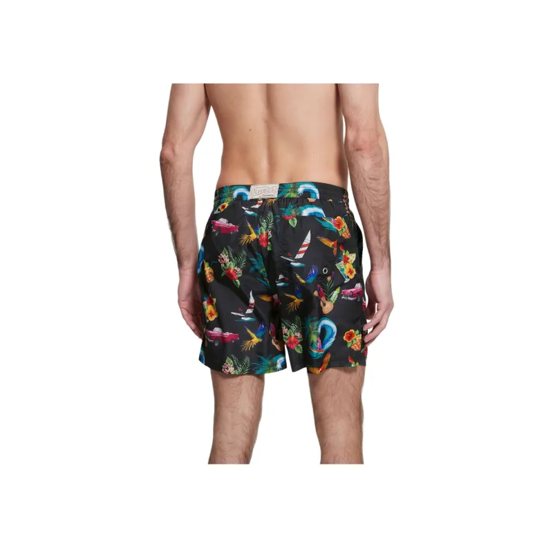 GUESS Eco Hawaii Woven Swim Trunks Casual Shorts Men's Black-1