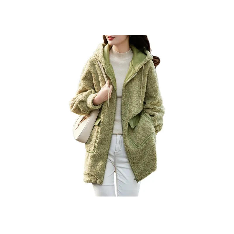 Demana Velvet feel Coat Women's Avocado Green-1