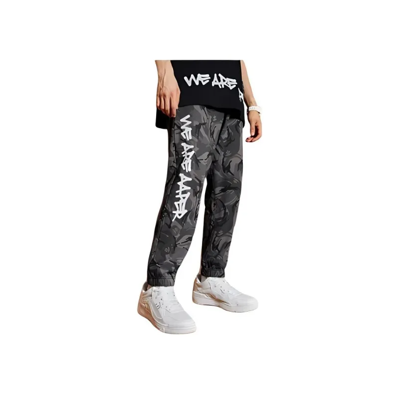LiNing Knitted Sports Pants Men's Black Camouflage-4