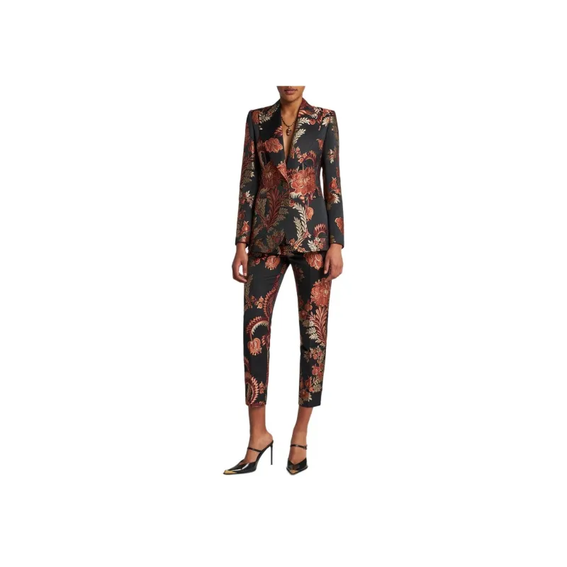 ETRO Floral Jacquard Tapered Leg Trousers-2
