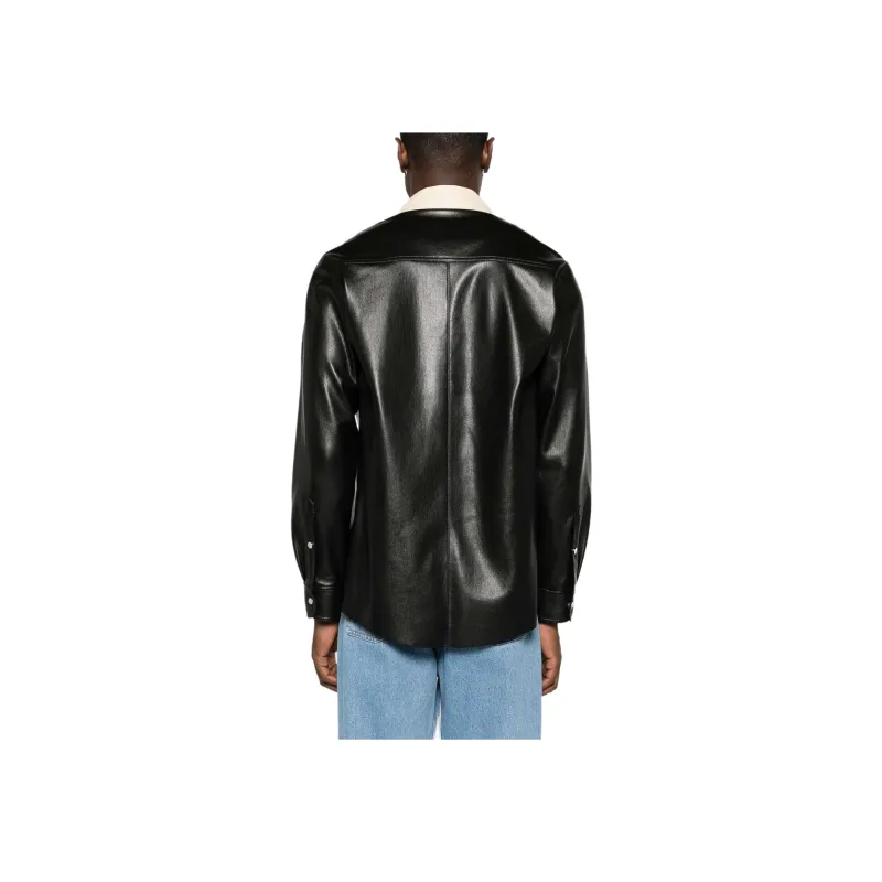 NANUSHKA Contrasting collar Faux leather Shirt-1