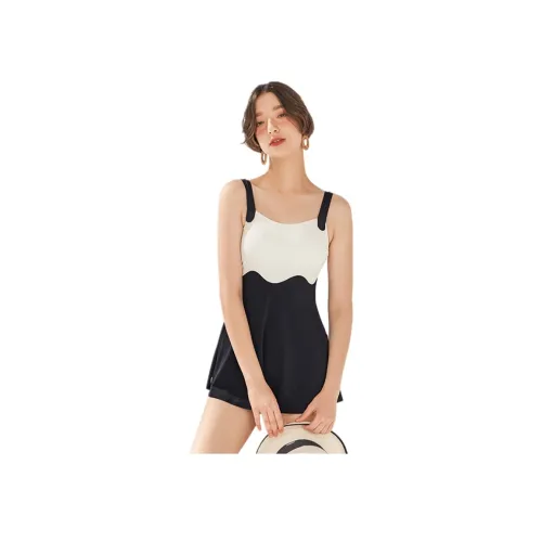 TOSWIM 블랙 화이트 여성 원피스 수영복