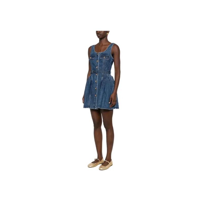 Self portrait Flared Denim Mini Dress-3