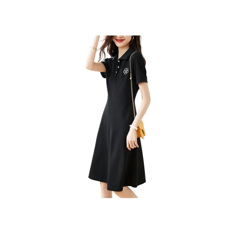 Mo Han Yi Mei Short Sleeved Dress Women's Black-2