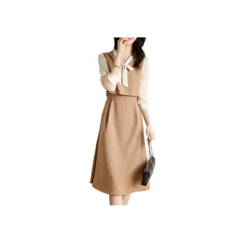 Mo Han Yi Mei Long Sleeved Dress Women's Light Khaki