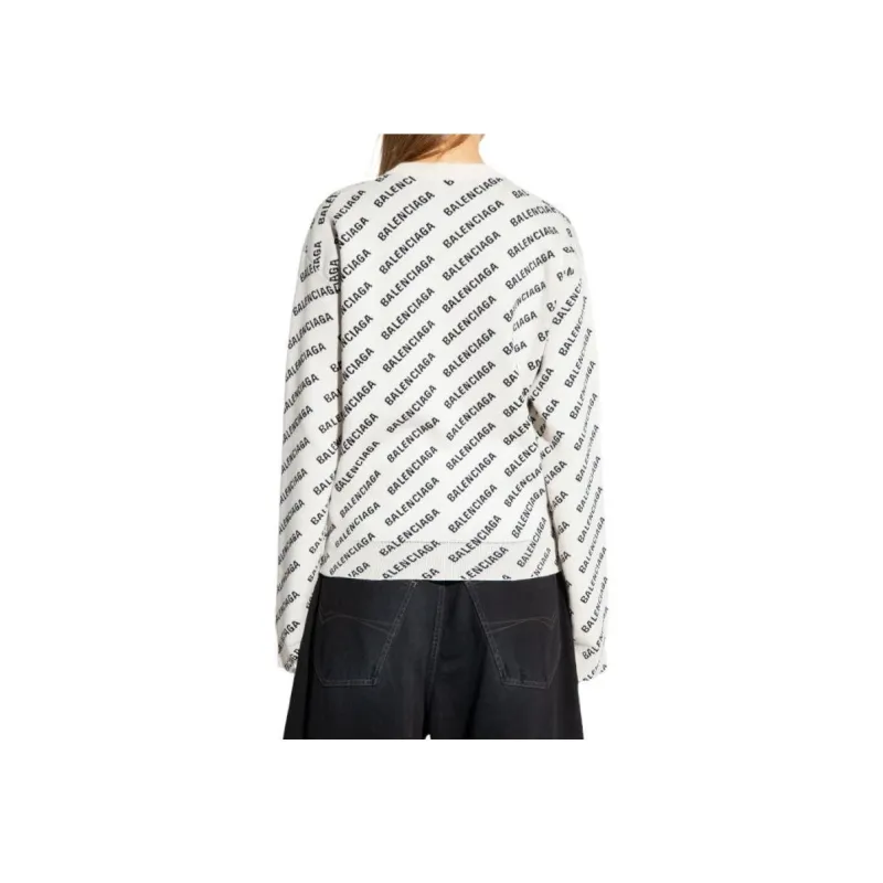 Balenciaga Long Sleeve Crewneck 'White/Black'-2