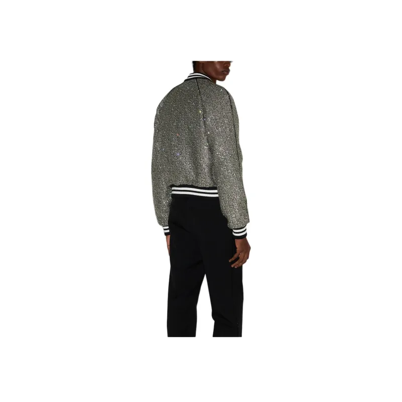 GUCCI Embroidered Tweed Bomber Jacket-3