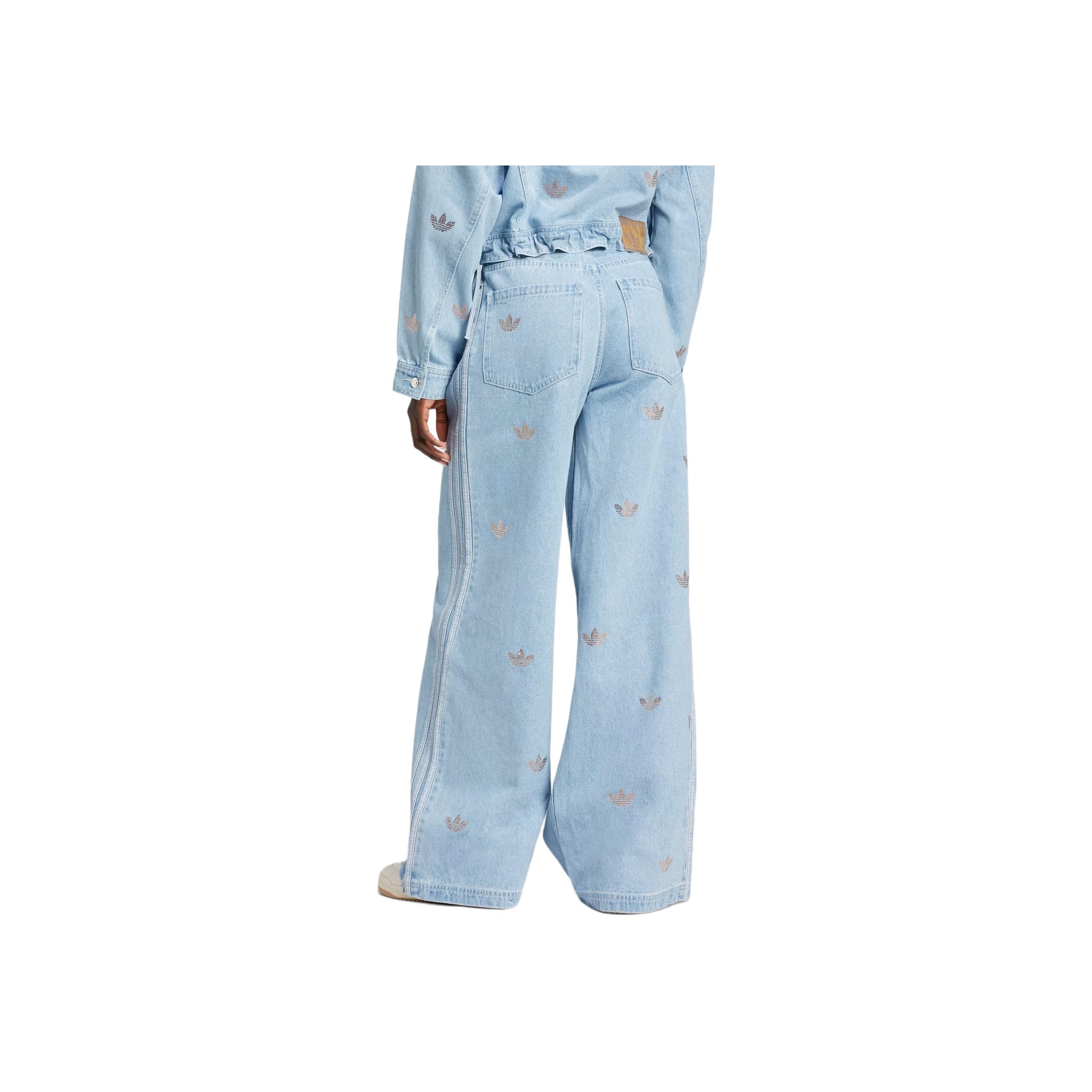 ボトムスその他 adidas Denim Rhinestone Pants Light Denim JN3020 adidas Originals jeans Femme Galore Denim Rhinestone Pants