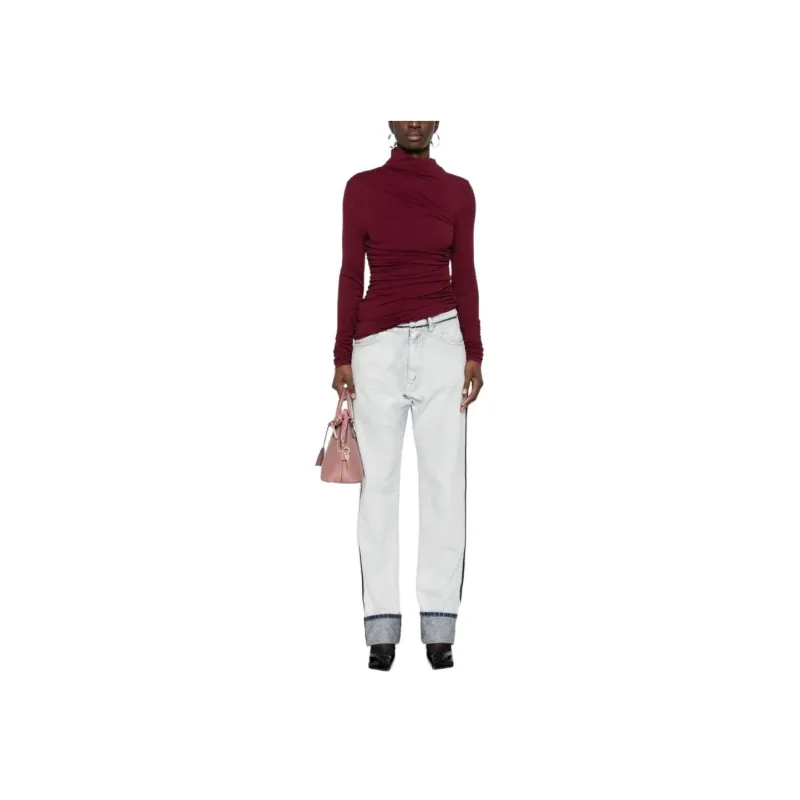 Maison Margiela Contrasting trim Mid rise Wide leg Jeans-1
