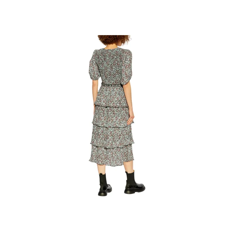 GANNI Printed Ruffled Midi Dress-3