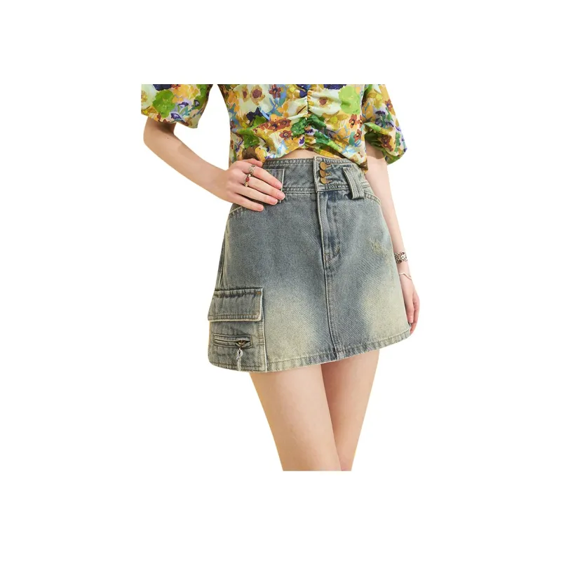 ELF SACK Denim Short Skirts Women's-0