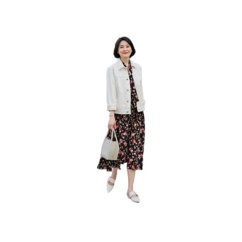 RUIENCO. 밀크 화이트 여성 데님 자켓