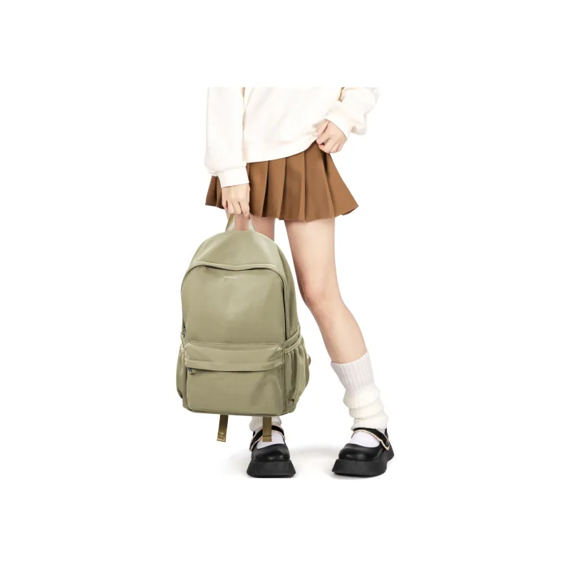 LANDCASE Fabric Backpack Laptop Bag Unisex Green/Black/Khaki-20