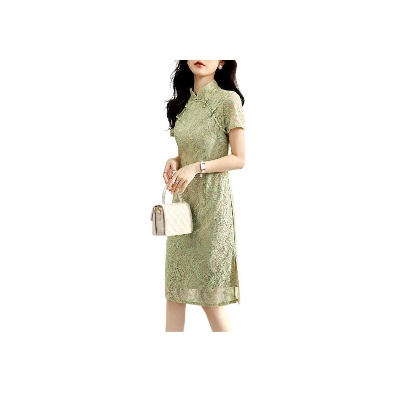 XWI Short Sleeved Dress Women's Elegant Green-1