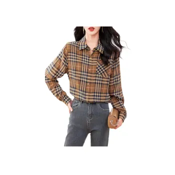 Yi Mengyuan Shirt Women's Brown Plaid