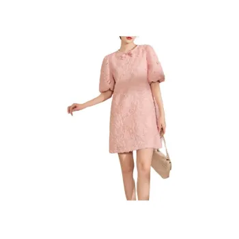 QIAOYUHUAZUN Short Sleeved Dresses Women's Pink Orange