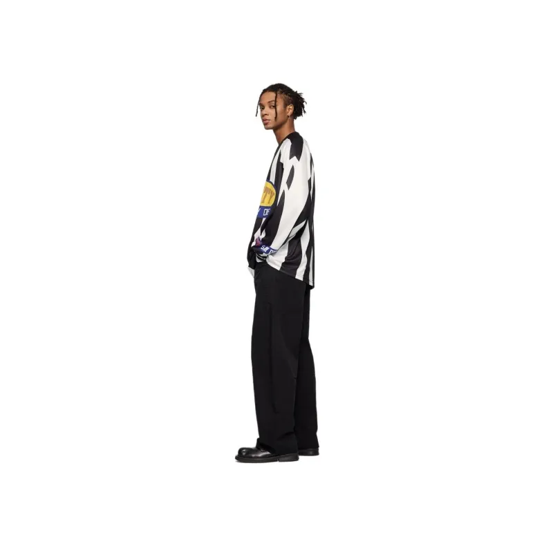 M MAICCO Shirt Men's Black White Vertical Stripes-3