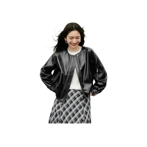 Hopeshow 여성 가죽 자켓
