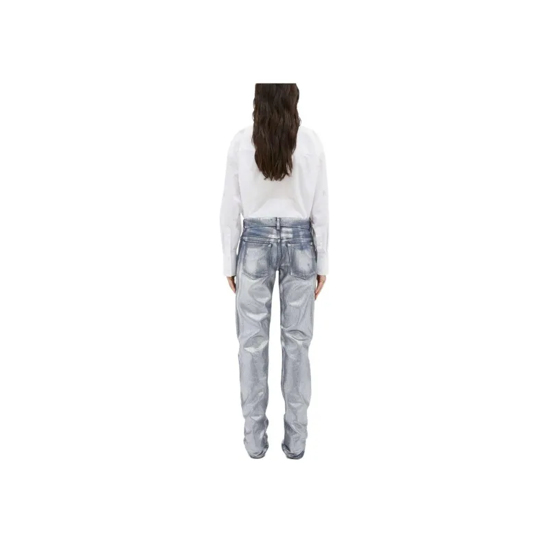 MSGM Metallic finish Straight Jeans-1