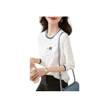 Mo Han Yi Mei Drop Shoulder Sleeve T Shirt Women's White