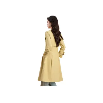 Mylan Trench Coat Cinched Waist Women's Light Yellow