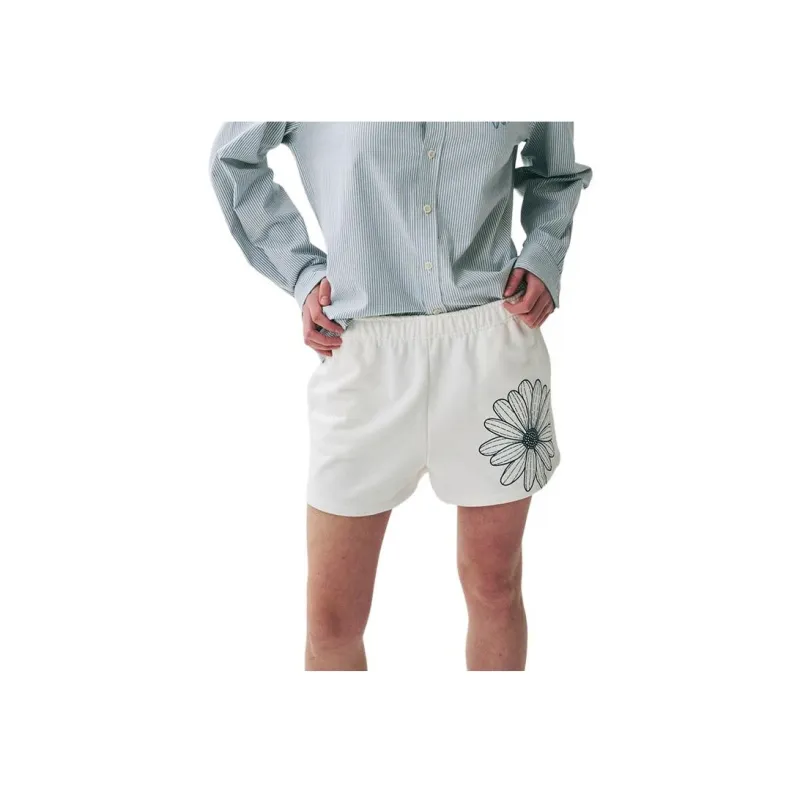 MARDI MERCREDI SS25 SWEAT SHORTS FLOWER_WHITE NAVY Casual Shorts Korean Style Women's White Marine Blue-2