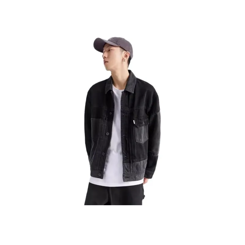 PEACEBIRD MEN Denim Jacket Unisex Black-2