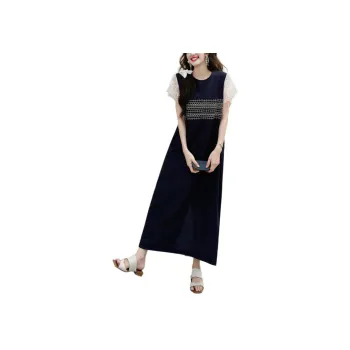 Wbwq Short Sleeved Dress Women's Navy Blue