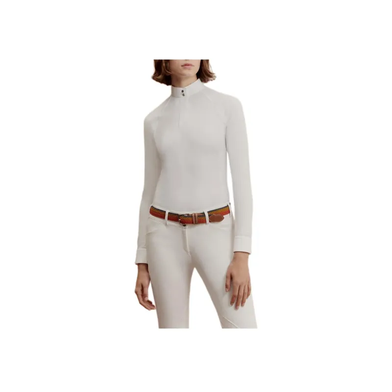HERMES Horse Riding Collection Polo Shirt Women's White-0
