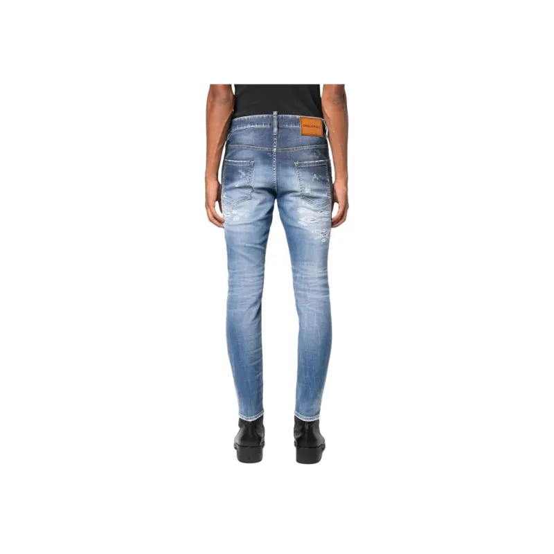 Dsquared2 Logo Patch Distressed Slim Cut Jeans-4