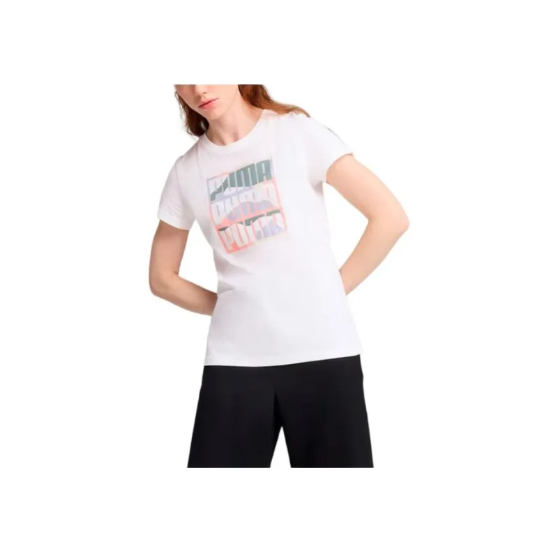 PUMA GRAPHICS SS25 Regular T Shirt Women's White Pink-3