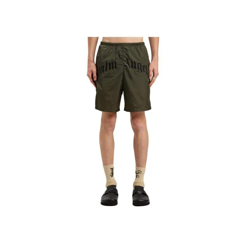 PALM ANGELS Curved logo Swim Shorts-2