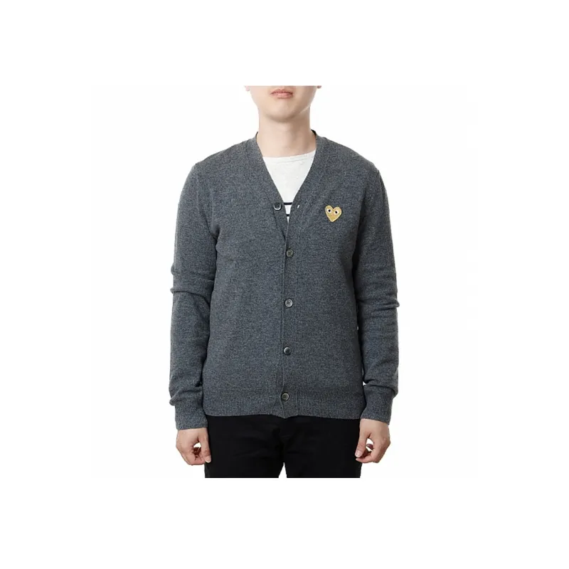 Comme Des Garcons Play Gold Heart Knit Cardigan Sweater-1