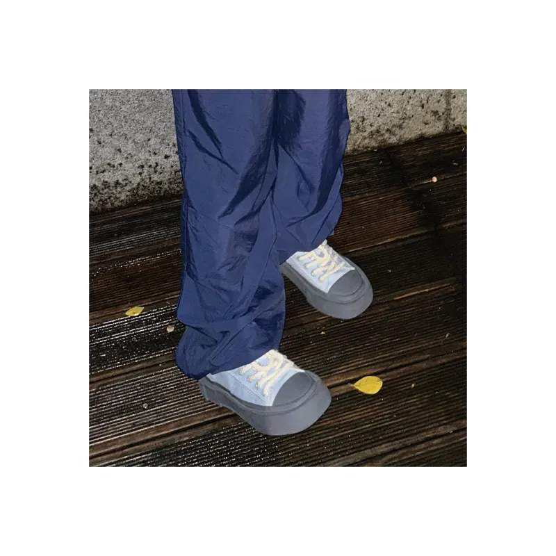 CROOKED CARD Low Top Canvas Shoes Unisex Sky Blue-7