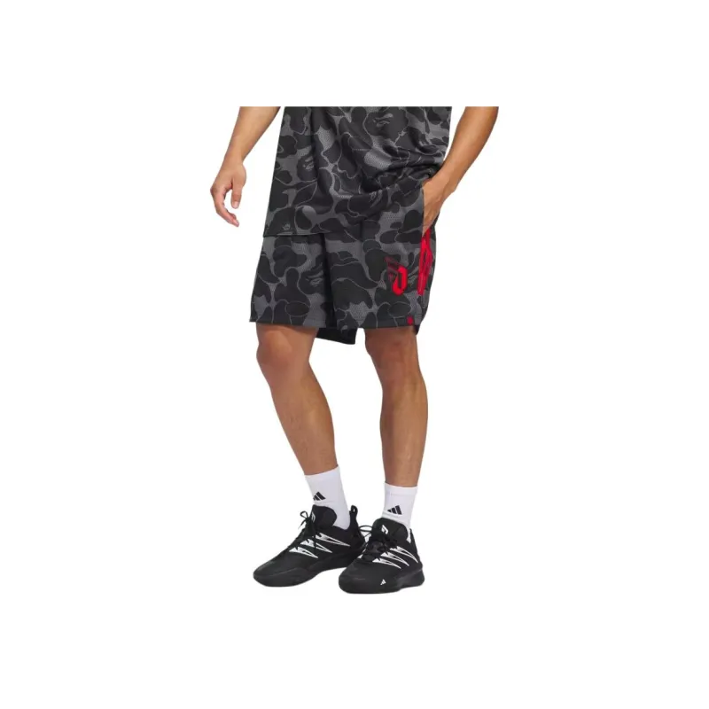 Adidas x BAPE Dame 9 FW24 Basketball Shorts Men's Carbon Gray-4