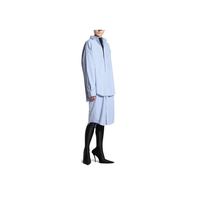 Balenciaga Bb Striped Layered Shirt Dress-2