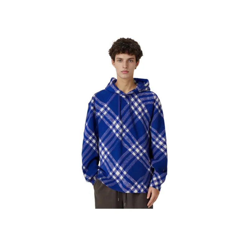 Burberry Check Pattern Faux Shearling Hoodie - POIZON