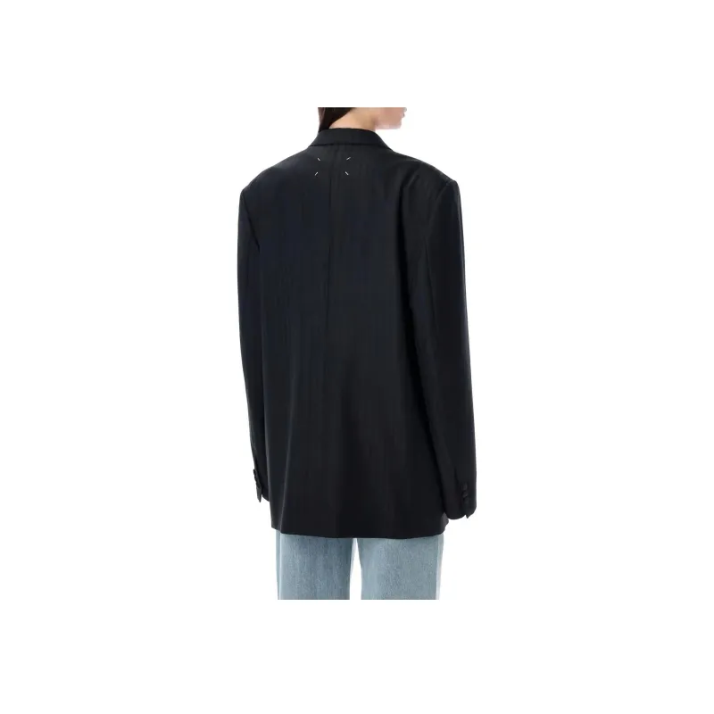 Maison Margiela Striped Effect Oversize Tuxedo Blazer-4