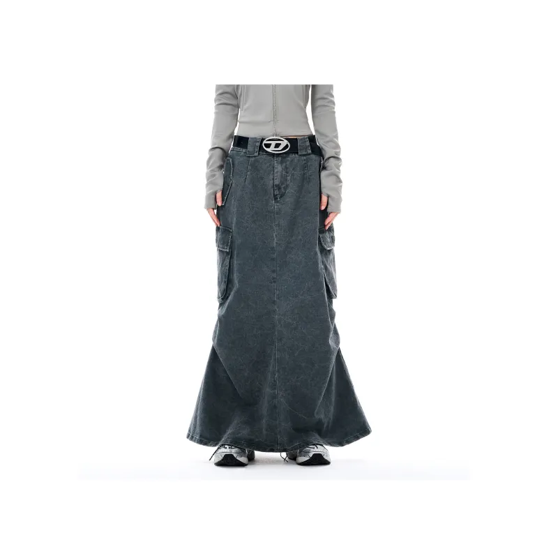 BJHG Denim Long Skirts Women's Dusty Gray-2