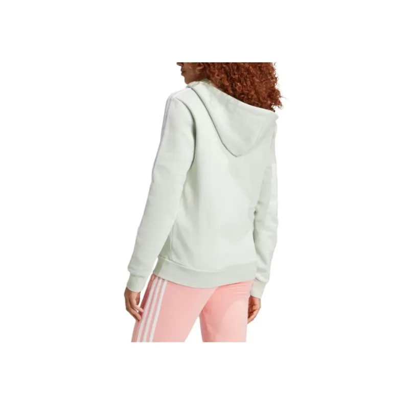 Adidas Essentials 3 Stripes Full Zip Fleece Hoodie Linen Green-1