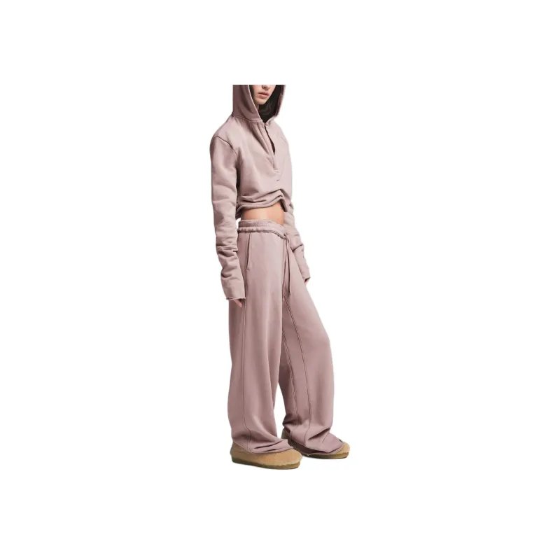 SKIMS SS25 FRENCH TERRY SHOULDER PAD CROPPED HOODIE Sweatshirt Women's FAWN/Deer-2