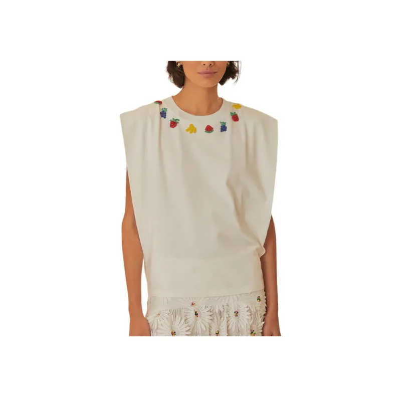 Farm Rio Floral-beaded T-shirt-0