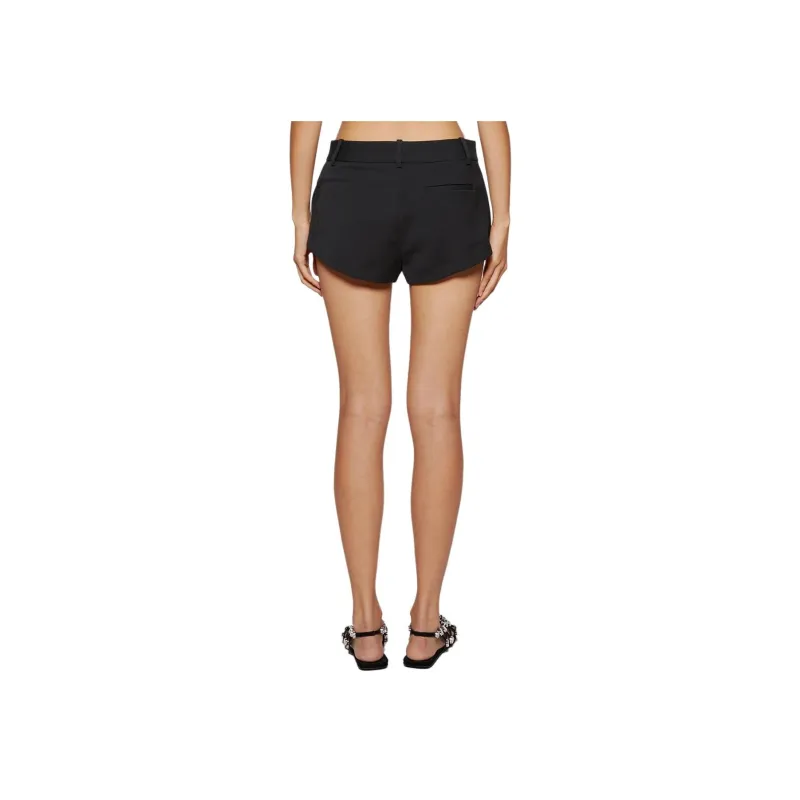 AREA Crystal embellished Virgin Wool Mini Shorts-2