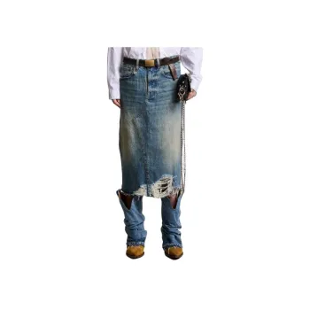 R13 SS24 Denim Long Skirt Women's Clinton Blue