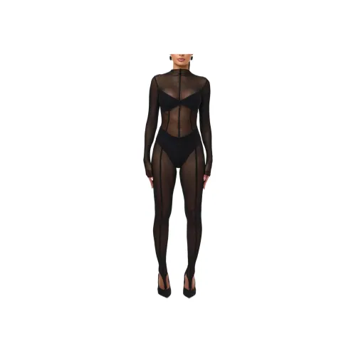 NAKED WARDROBE 블랙 여성 바디수트