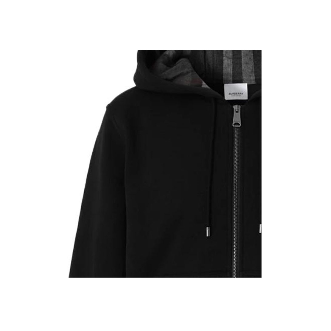 Burberry Letter Graphic Cotton Blend Zip Hoodie Black - POIZON