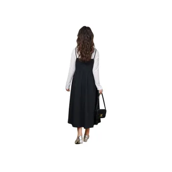 DAMABAIFENBAI Long Sleeved Dress For A Curvy Figure Women's Black