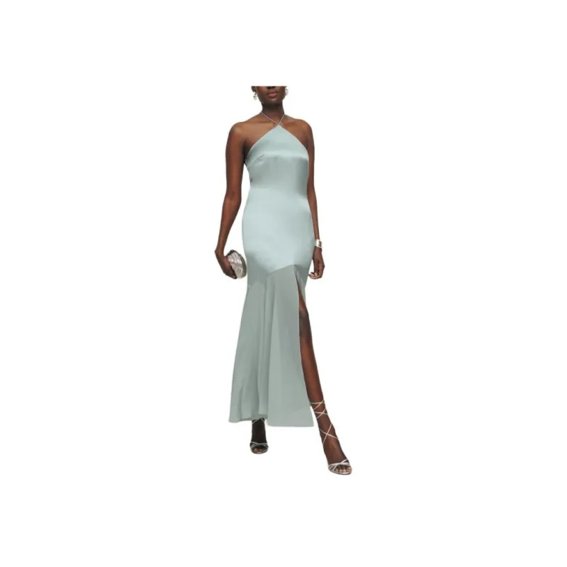 REFORMATION Tosca Silk Dress Slip Dresses Women's Blue Crystal-0