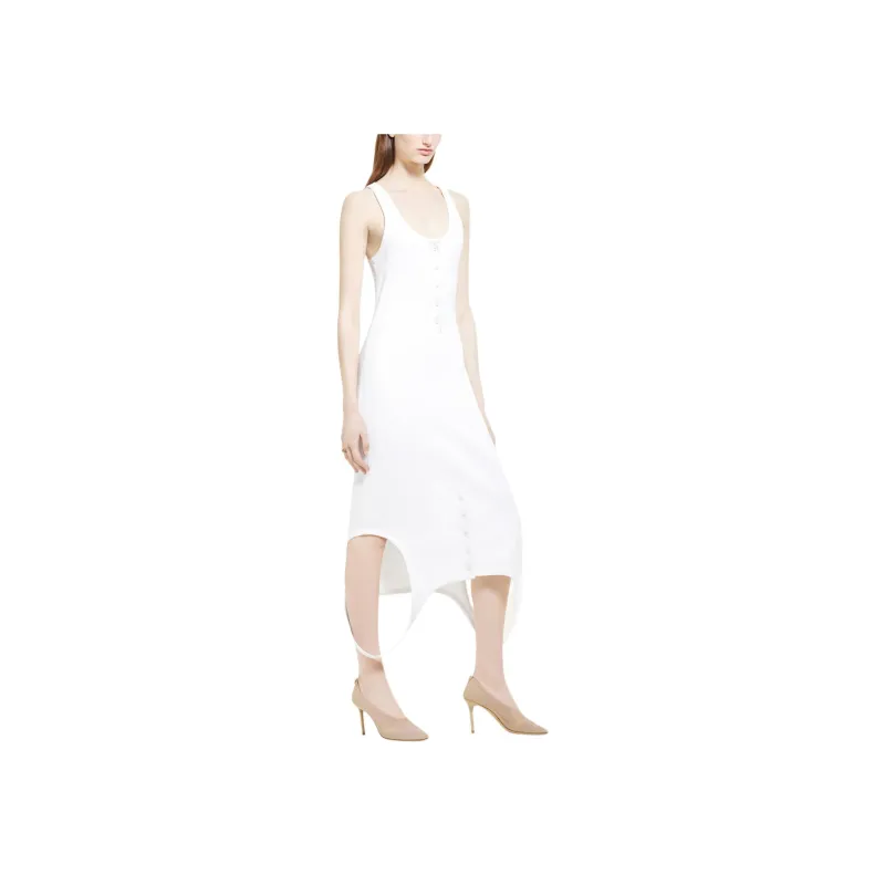 Courrèges Reversed Rib Knit Long Dress 'Heritage White'-3