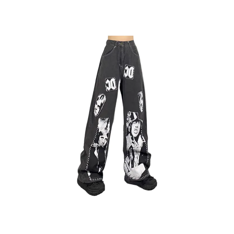 KUNZHUDAXIANG Jeans Unisex Washed Gray-0